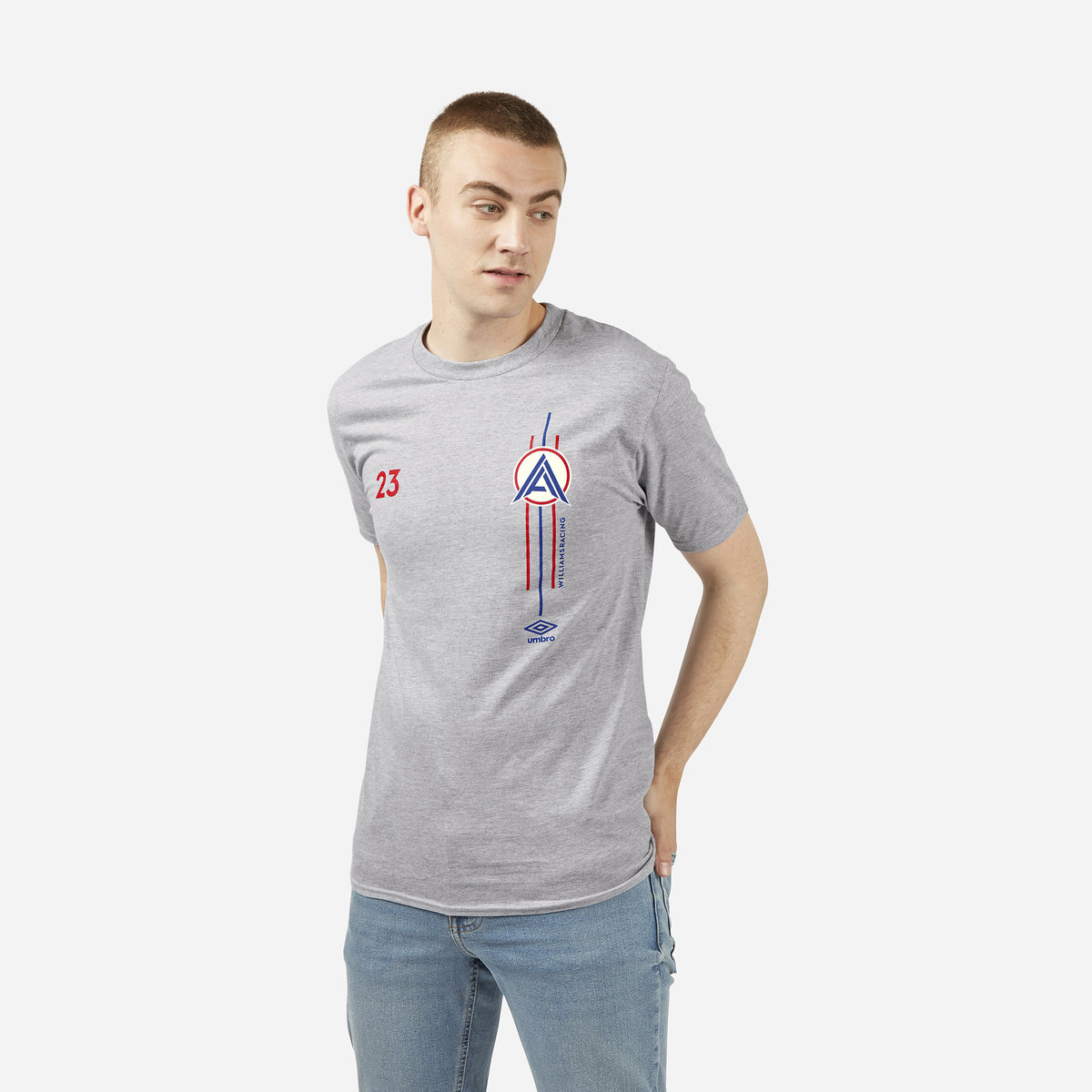 Umbro Alex Albon - Double Chest Call Out - Williams Yarış Tee Futbol Tişört Gri | TR-72363