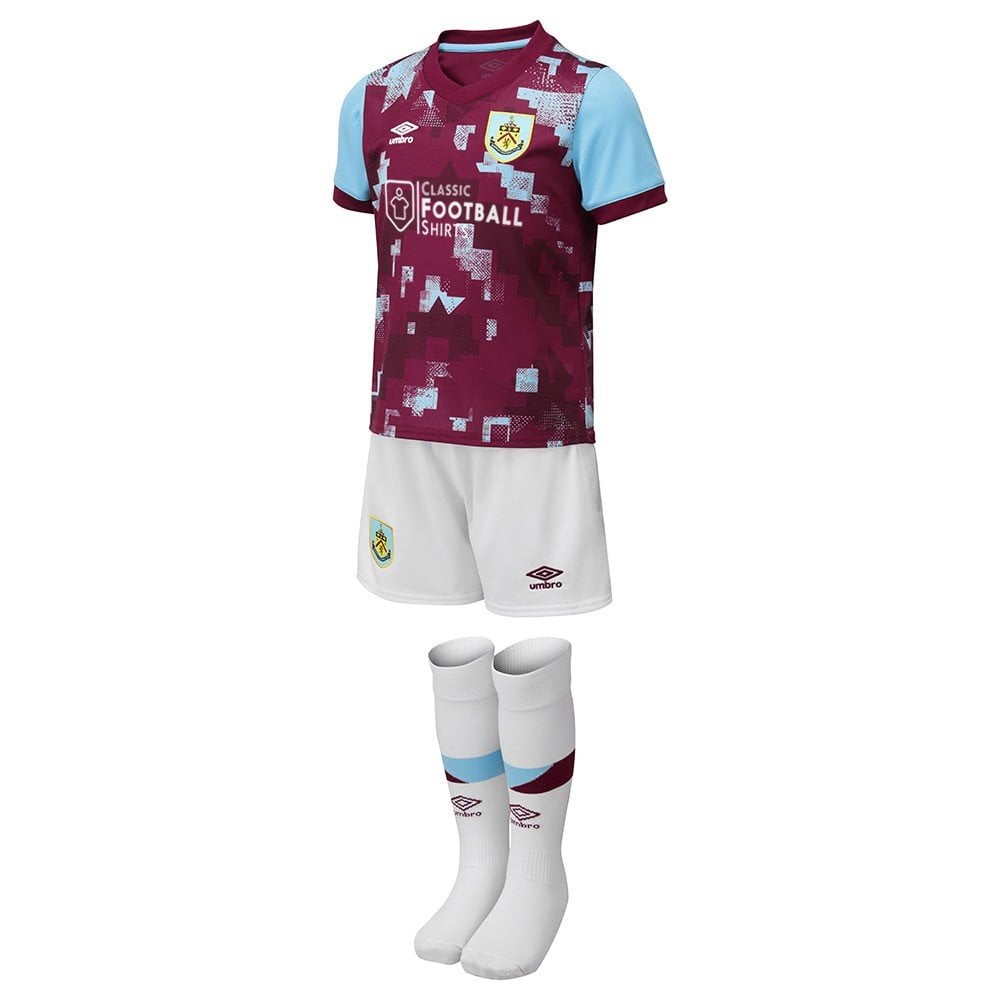 Umbro Burnley FC 22/23 Home Infant Kit Futbol Jersey Koyu Kırmızı Mavi Beyaz | TR-28527