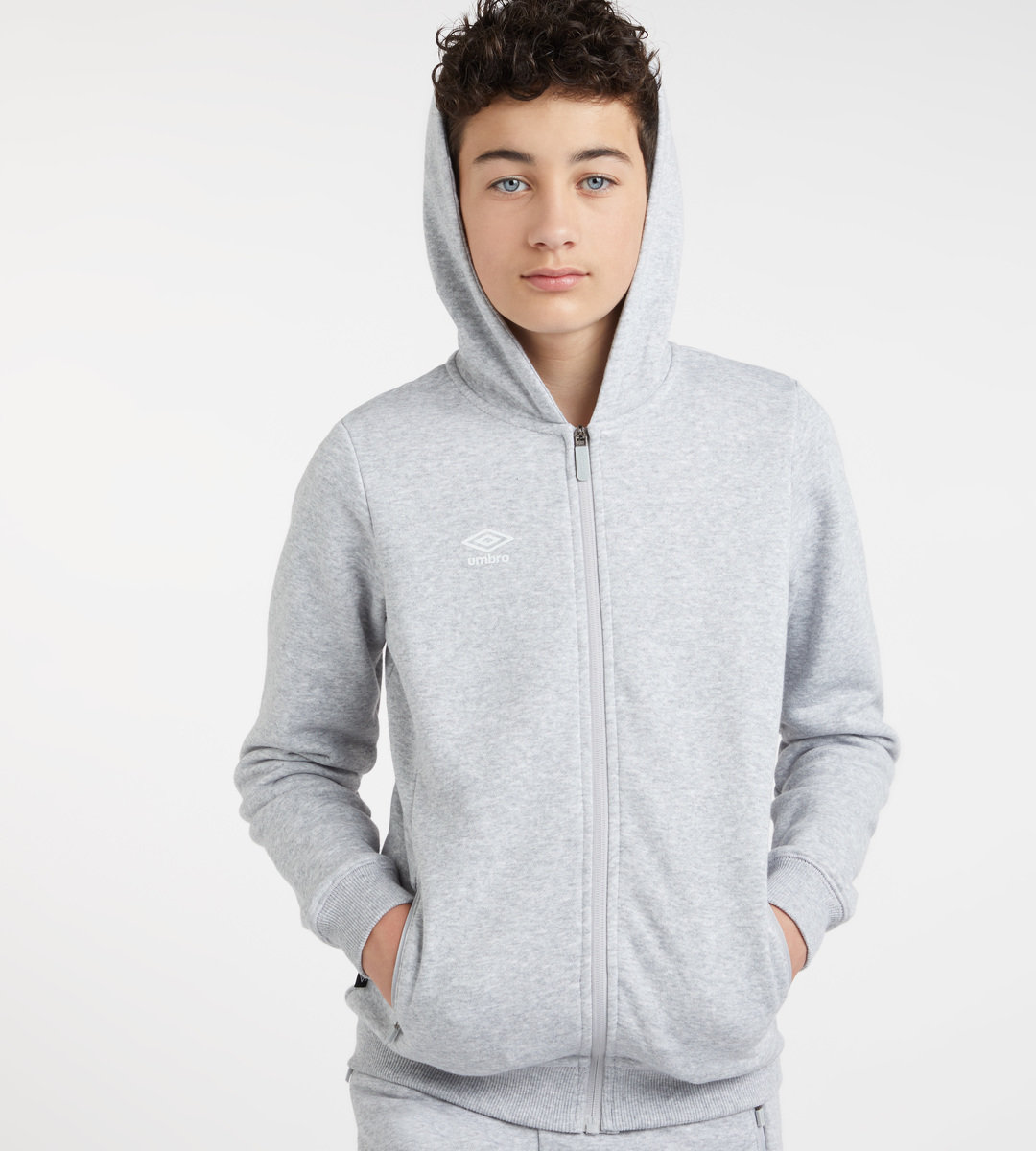 Umbro Club Leisure ZT Hoodie Junior Çocuk Kapüşonlular Gri Beyaz | TR-26088