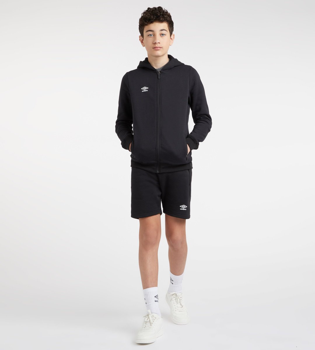 Umbro Club Leisure ZT Hoodie Junior Çocuk Kapüşonlular Siyah Beyaz | TR-51836