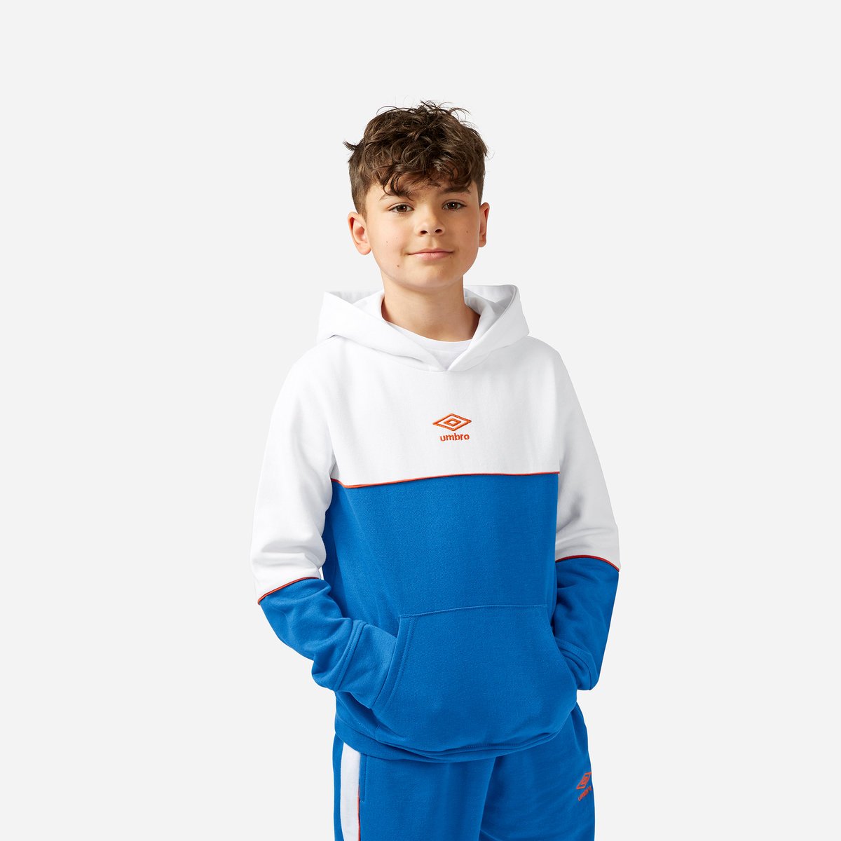 Umbro Contrast Hoodie Çocuk Kapüşonlular Beyaz Mavi | TR-52207