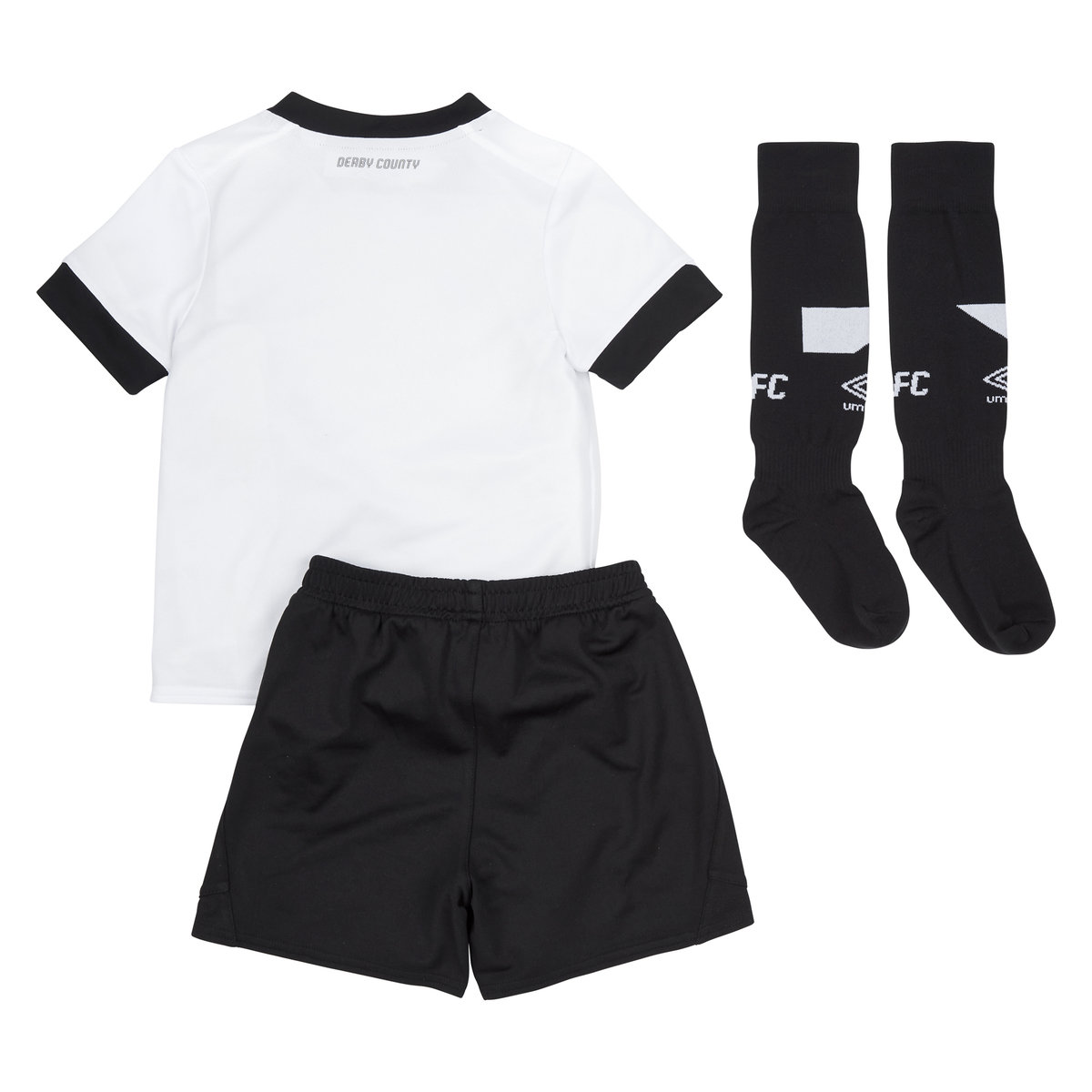 Umbro Derby County 22/23 Home Infant Kit Futbol Futbol Jersey Beyaz Siyah | TR-50301