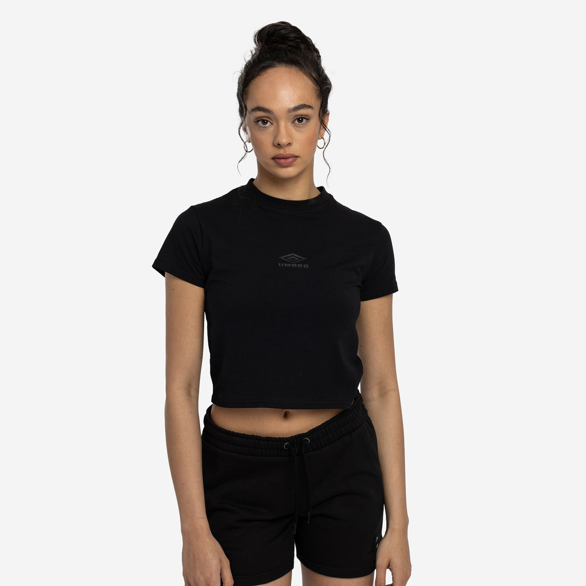 Umbro Diamond Fitted Crop Tee Kadın Crop Tops Siyah Siyah | TR-00834