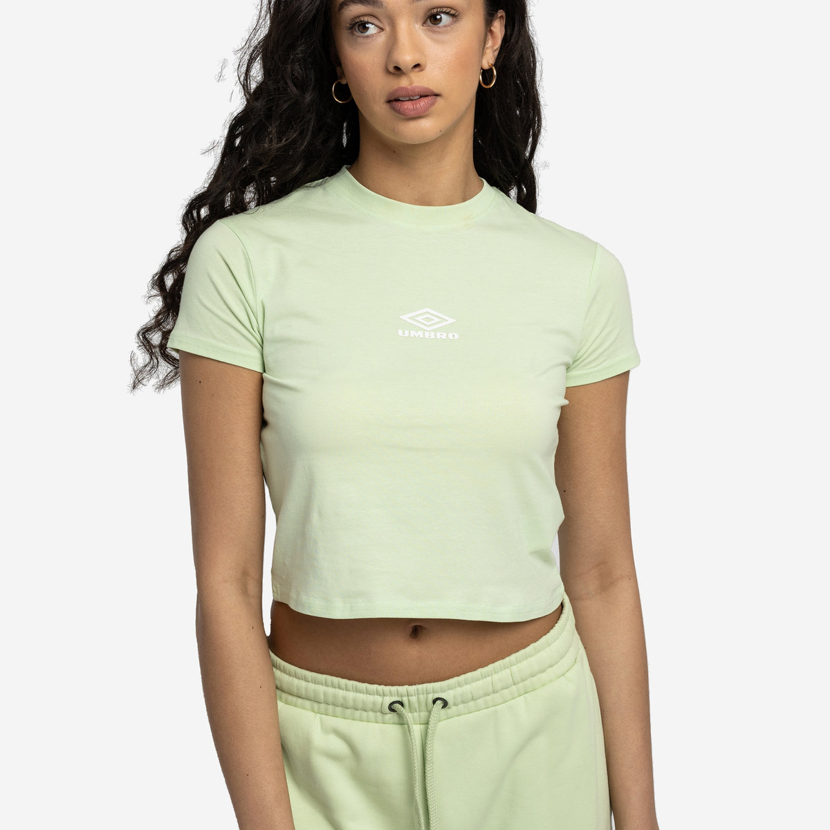 Umbro Diamond Fitted Crop Tee Kadın Crop Tops Açık Yeşil Beyaz | TR-51192