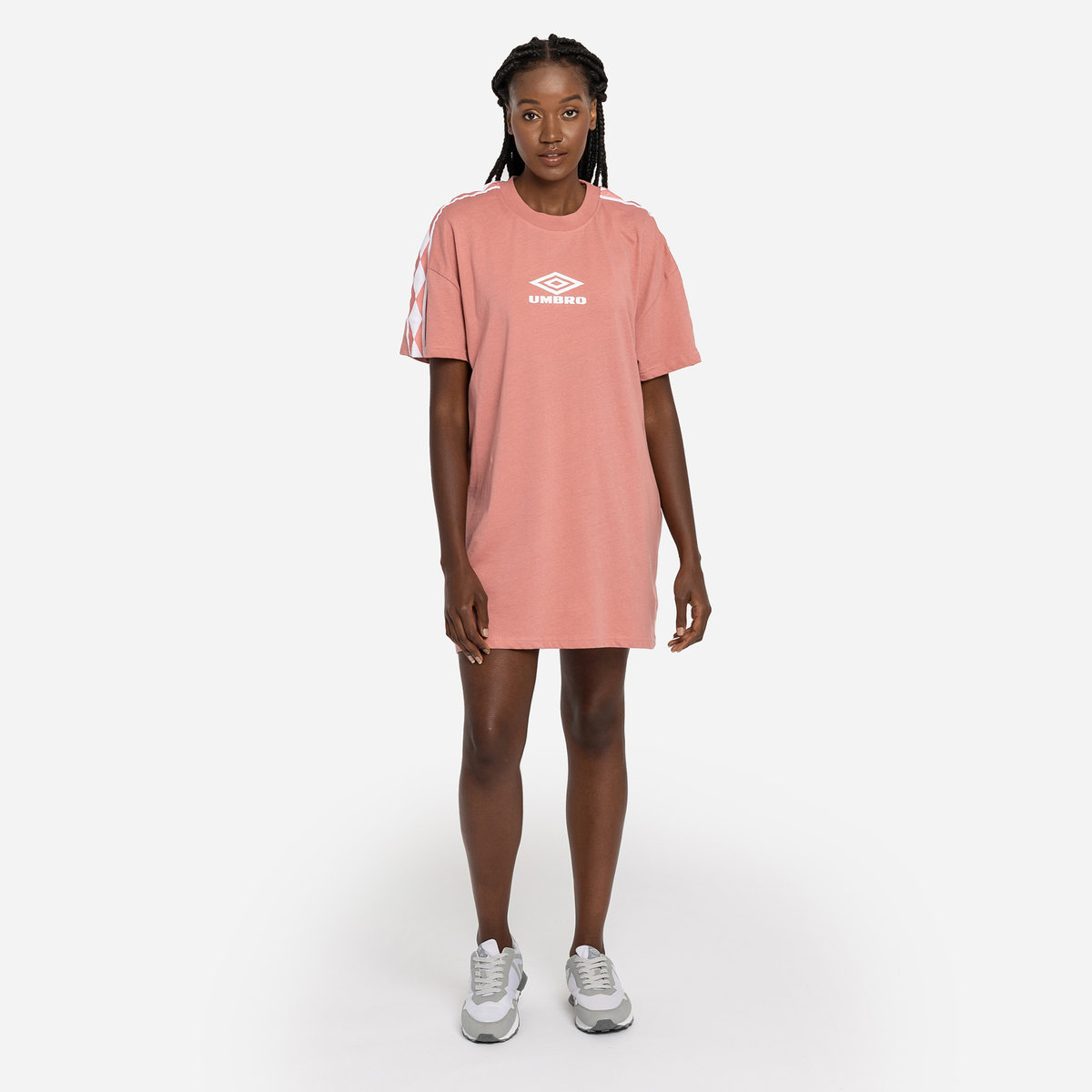 Umbro Diamond Taped Oversized Tee Elbise Kadın Tişört Pembe Beyaz | TR-21193