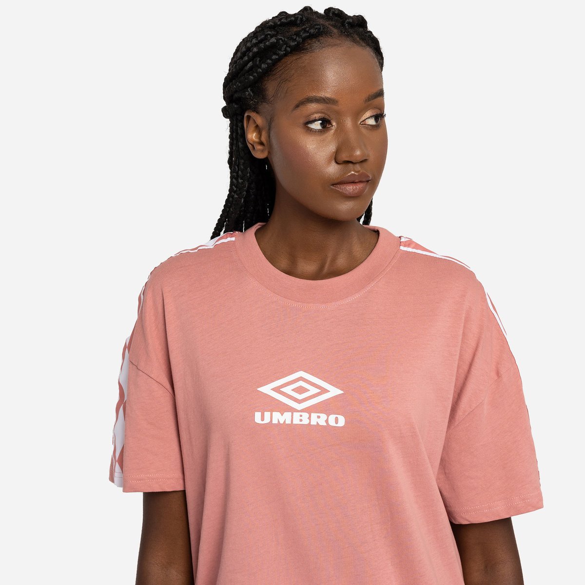 Umbro Diamond Taped Oversized Tee Elbise Kadın Tişört Pembe Beyaz | TR-21193