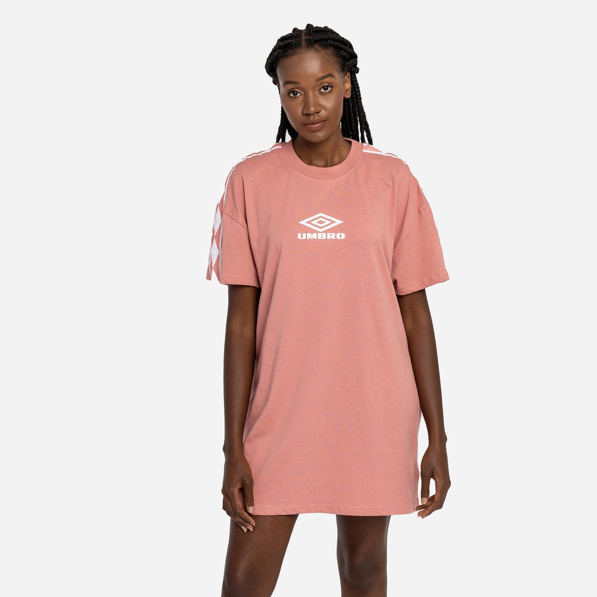 Umbro Diamond Taped Oversized Tee Elbise Kadın Tişört Pembe Beyaz | TR-21193