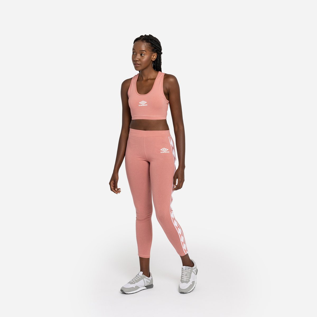 Umbro Diamond Taped Pamuklu Leggings Kadın Pantolonlar Pembe Beyaz | TR-78679