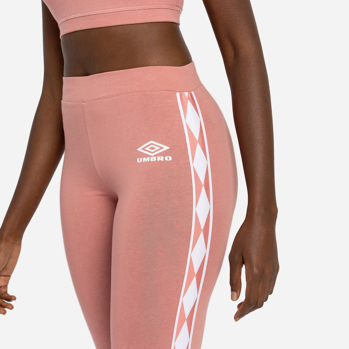 Umbro Diamond Taped Pamuklu Leggings Kadın Pantolonlar Pembe Beyaz | TR-78679