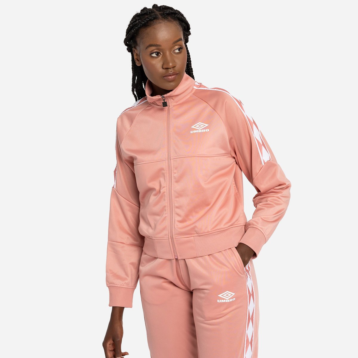 Umbro Diamond Taped Tricot Panel Jacket Kadın Ceket Pembe Beyaz | TR-17320