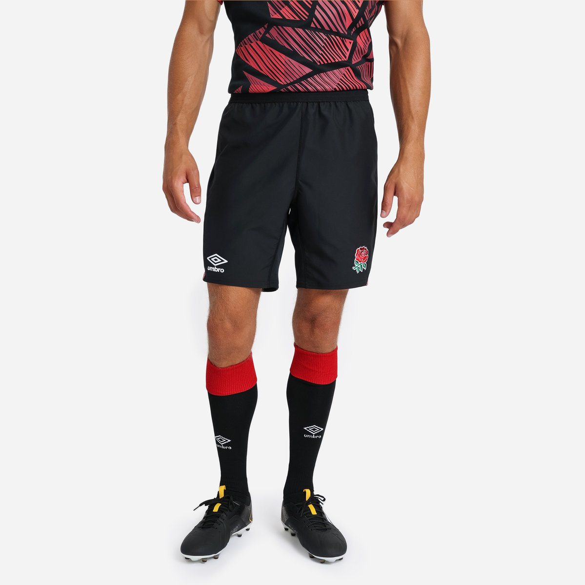 Umbro England Rugby 22/23 7S Alternate Replica Kısa Futbol Şort Siyah Kırmızı | TR-59992