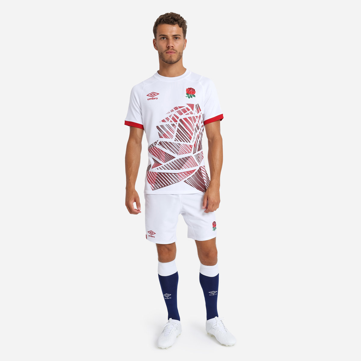 Umbro England Rugby 22/23 7S Home Replica Kısa Futbol Şort Beyaz Kırmızı | TR-80407