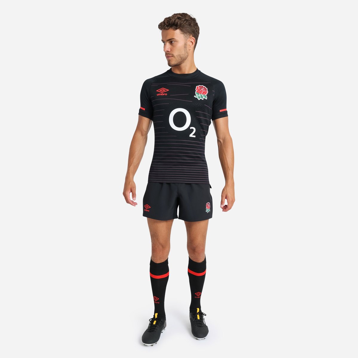 Umbro England Rugby 22/23 Alternate Pro Kısa Futbol Şort Siyah Kırmızı | TR-57390