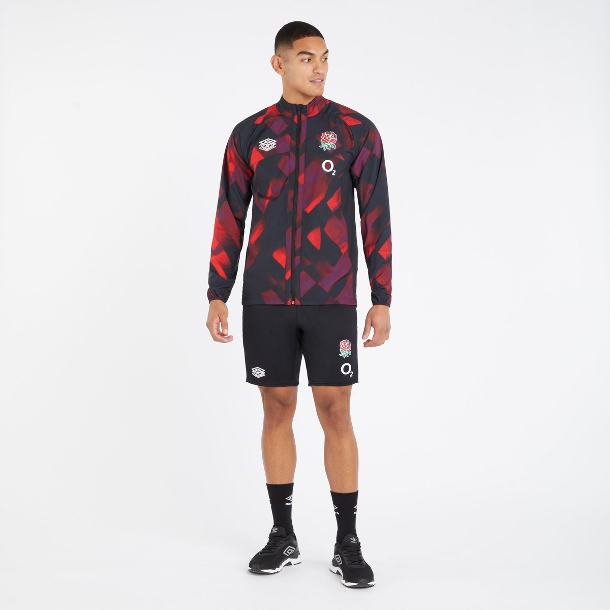 Umbro England Rugby 22/23 Antrenman Jacket Futbol Ceket Kırmızı Koyu Mor Siyah | TR-77781