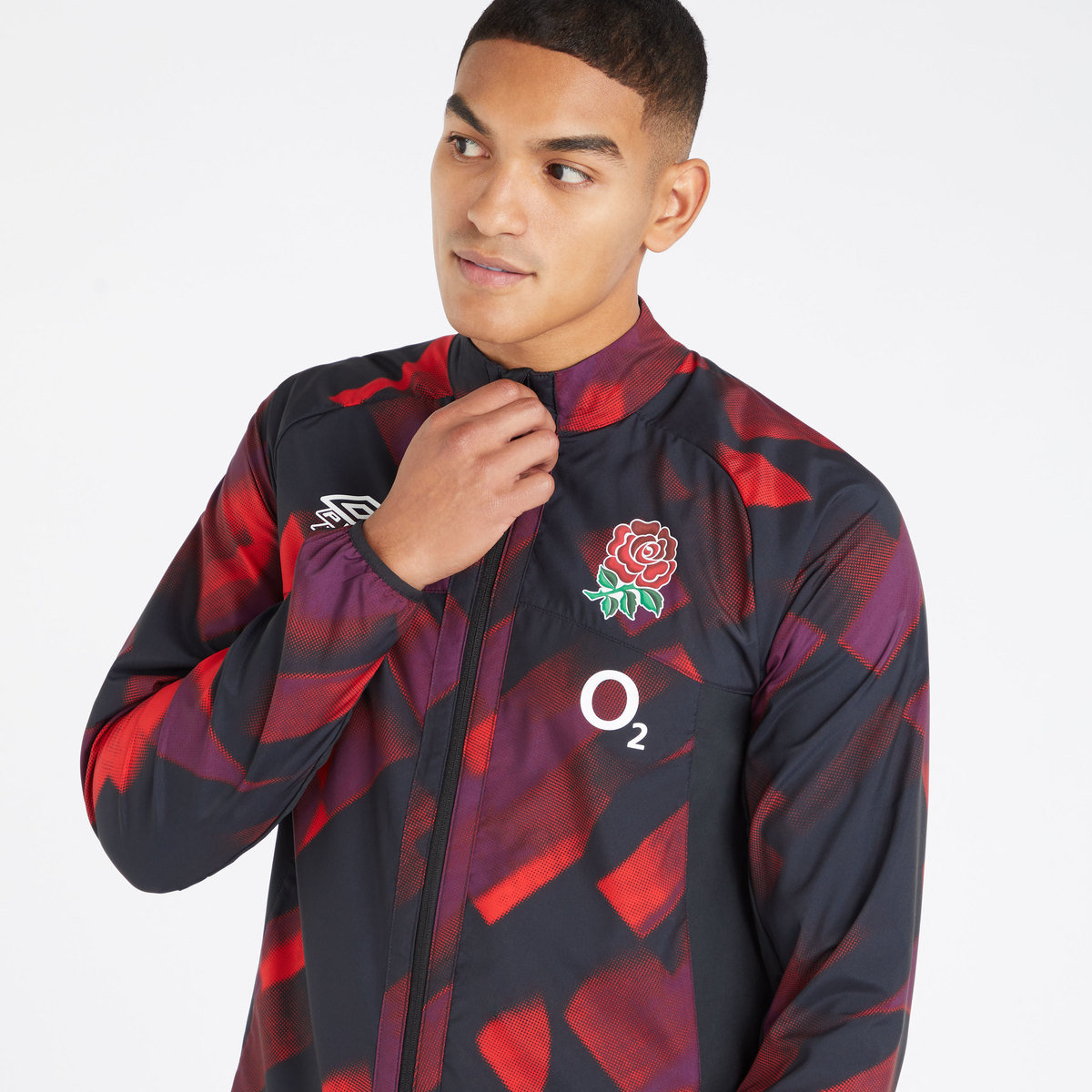 Umbro England Rugby 22/23 Antrenman Jacket Futbol Ceket Kırmızı Koyu Mor Siyah | TR-77781