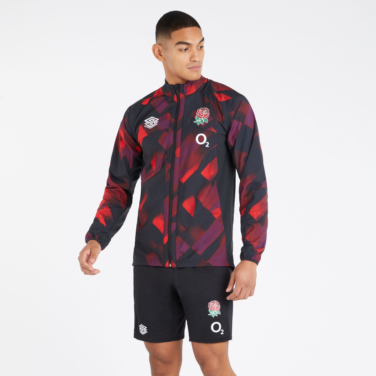 Umbro England Rugby 22/23 Antrenman Jacket Futbol Ceket Kırmızı Koyu Mor Siyah | TR-77781