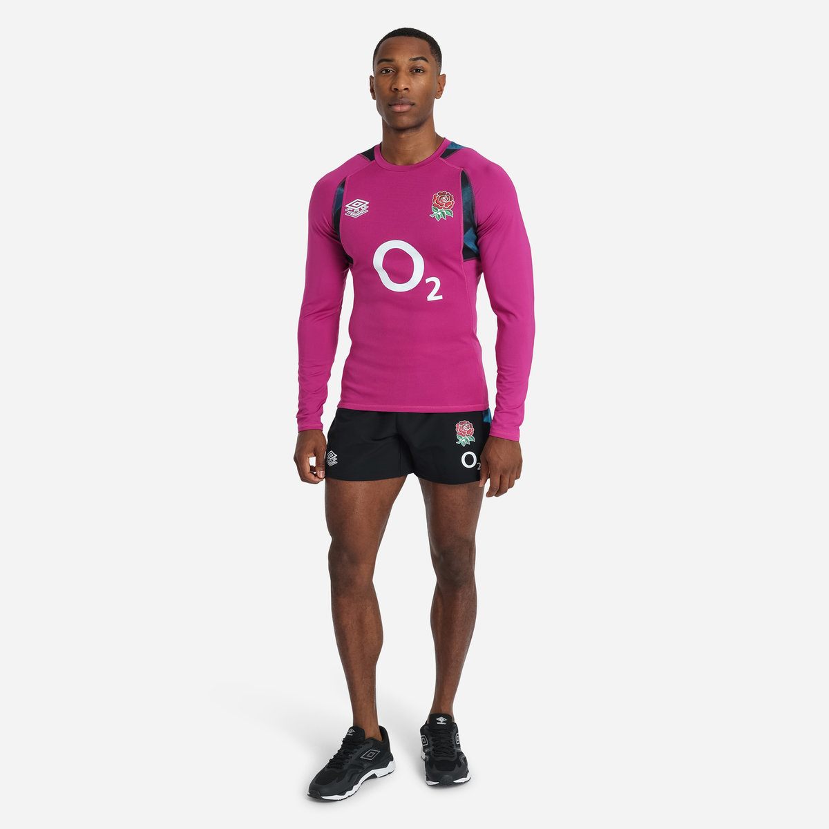 Umbro England Rugby 22/23 Antrenman Jersey LS Futbol Jersey Bordo Mavi Siyah | TR-47917