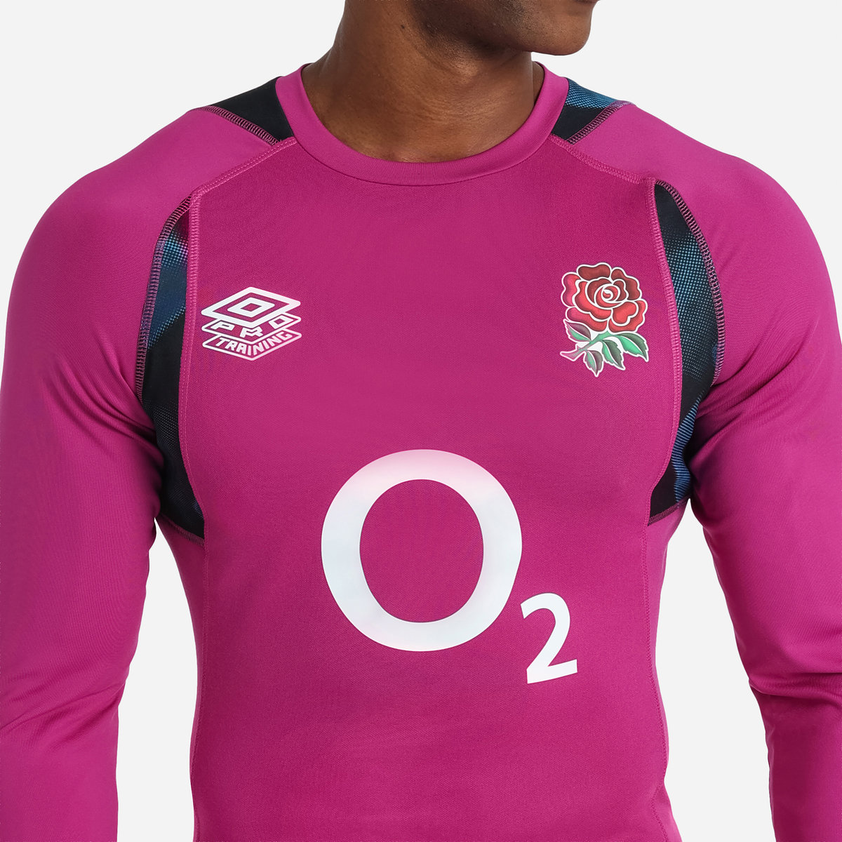 Umbro England Rugby 22/23 Antrenman Jersey LS Futbol Jersey Bordo Mavi Siyah | TR-47917