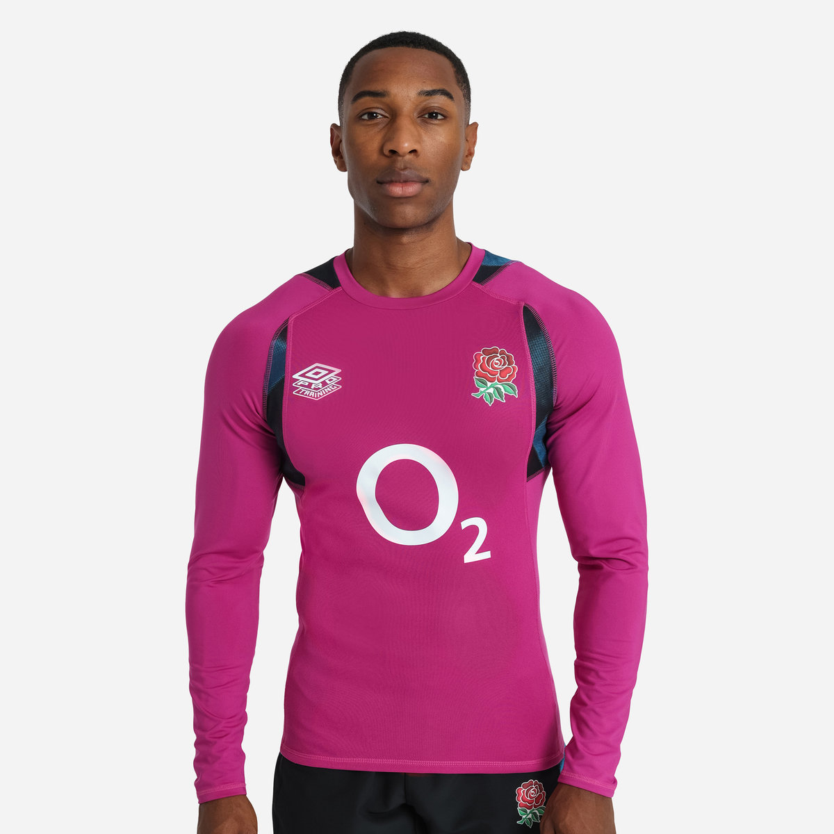 Umbro England Rugby 22/23 Antrenman Jersey LS Futbol Jersey Bordo Mavi Siyah | TR-47917