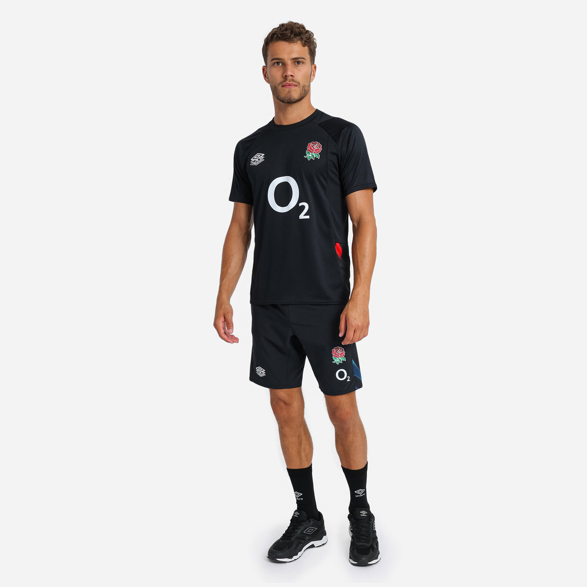 Umbro England Rugby 22/23 Gym Tee Futbol Tişört Siyah Kırmızı Koyu Mor | TR-22899