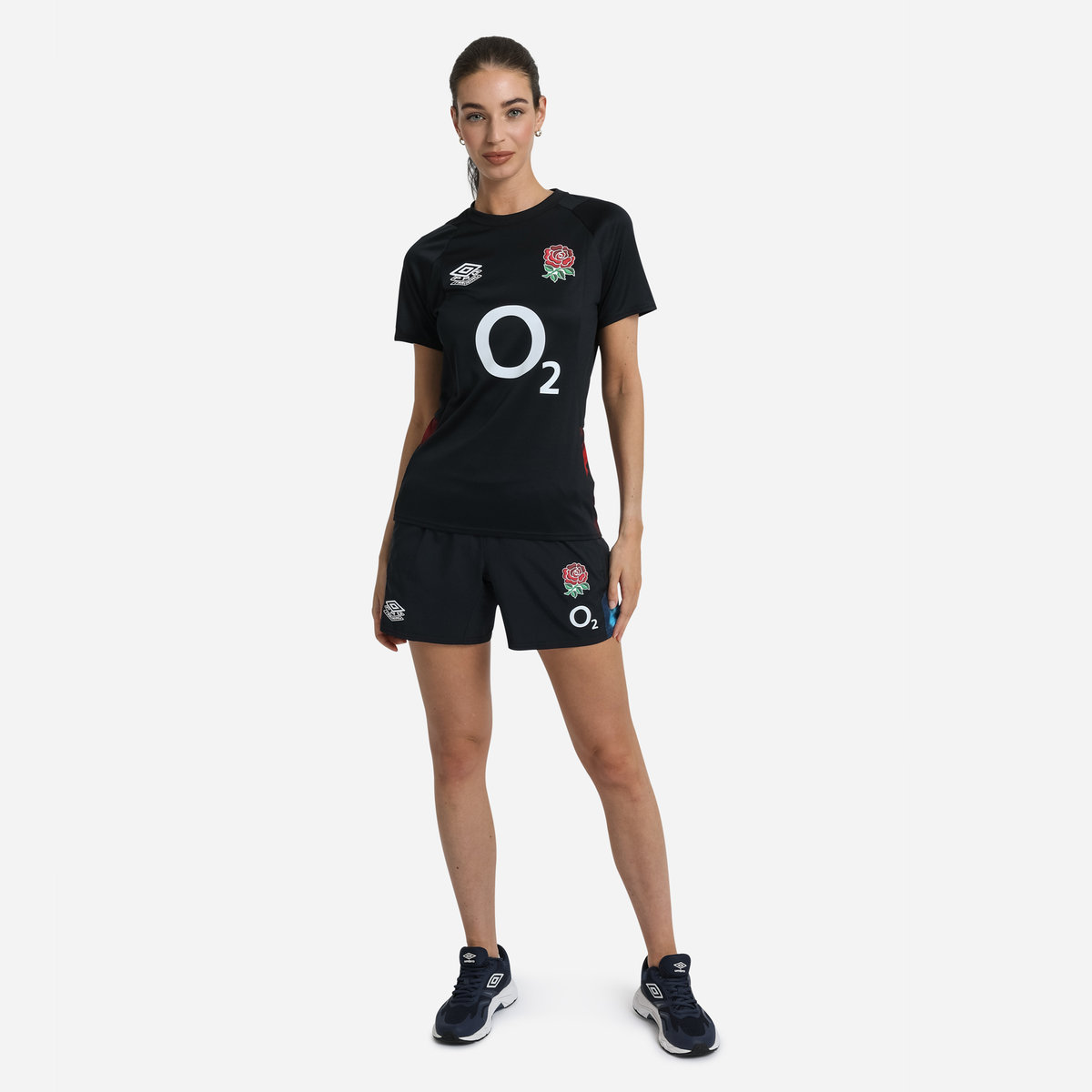 Umbro England Rugby 22/23 Gym Tee Futbol Tişört Siyah Kırmızı Koyu Mor | TR-61722