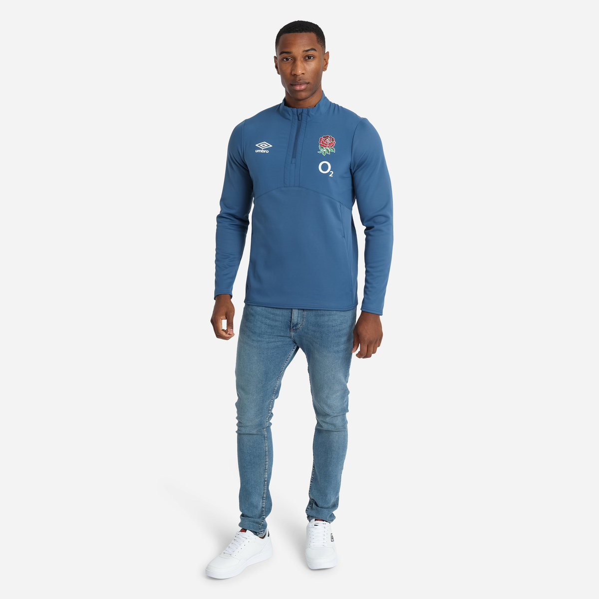 Umbro England Rugby 22/23 Half Zip Fleece Futbol Sweats Mavi | TR-78934