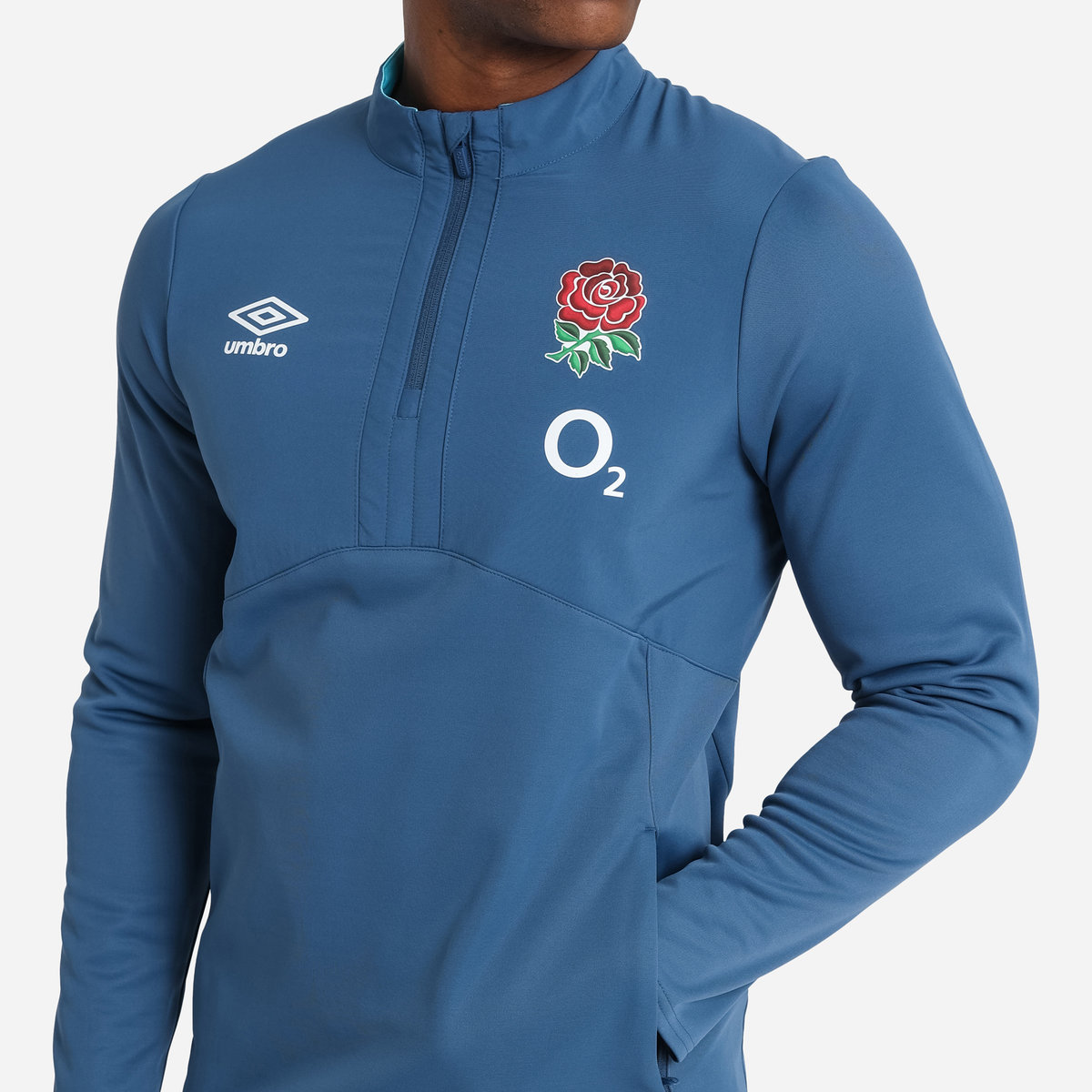 Umbro England Rugby 22/23 Half Zip Fleece Futbol Sweats Mavi | TR-78934