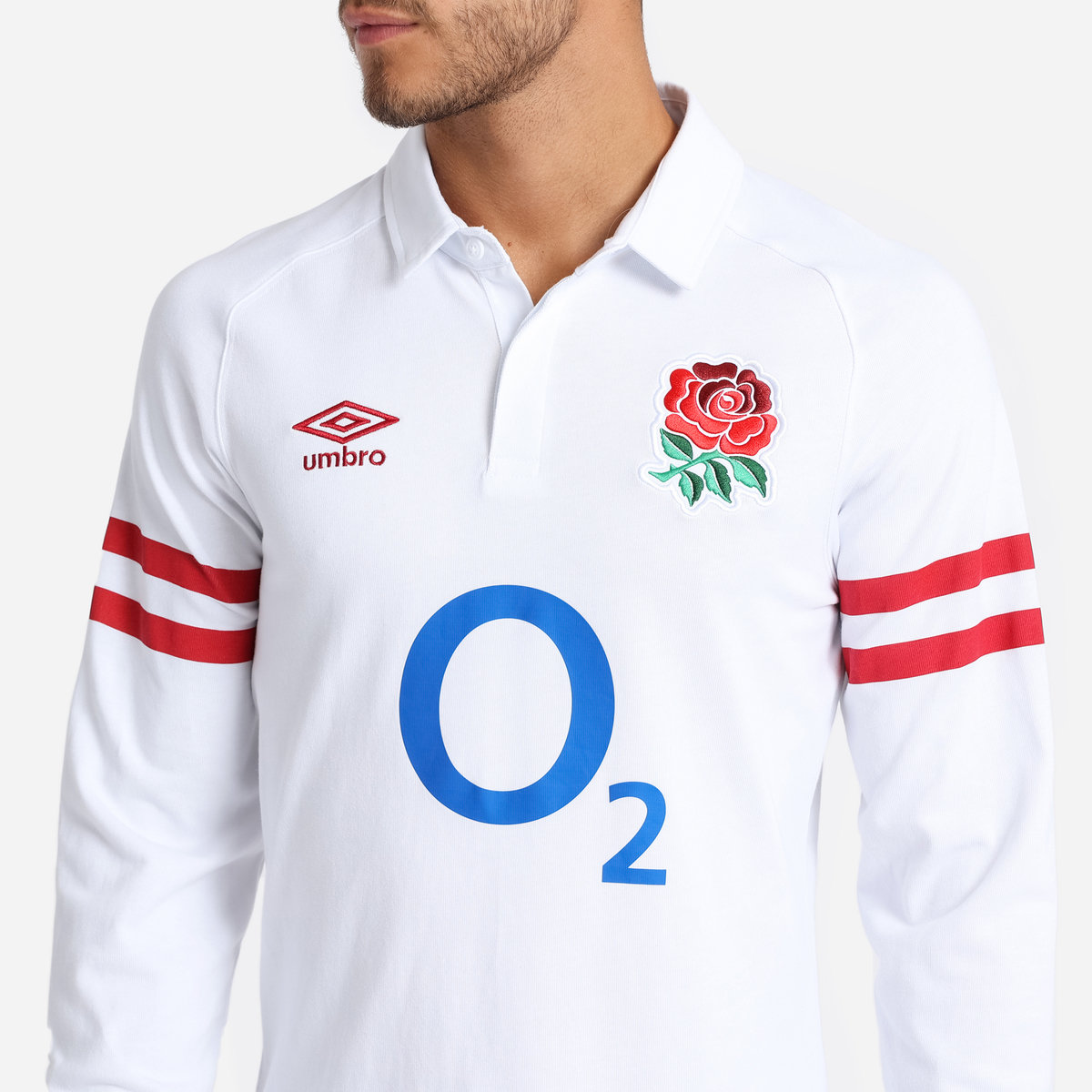 Umbro England Rugby 22/23 Home Klasik Jersey LS Futbol Jersey Beyaz Kırmızı | TR-68257