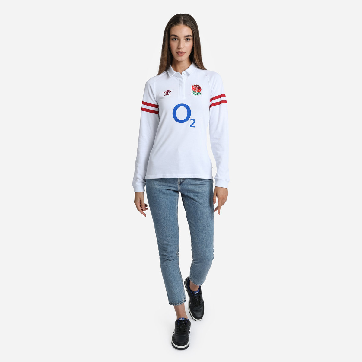 Umbro England Rugby 22/23 Home Klasik Jersey LS Futbol Jersey Beyaz Kırmızı | TR-91800