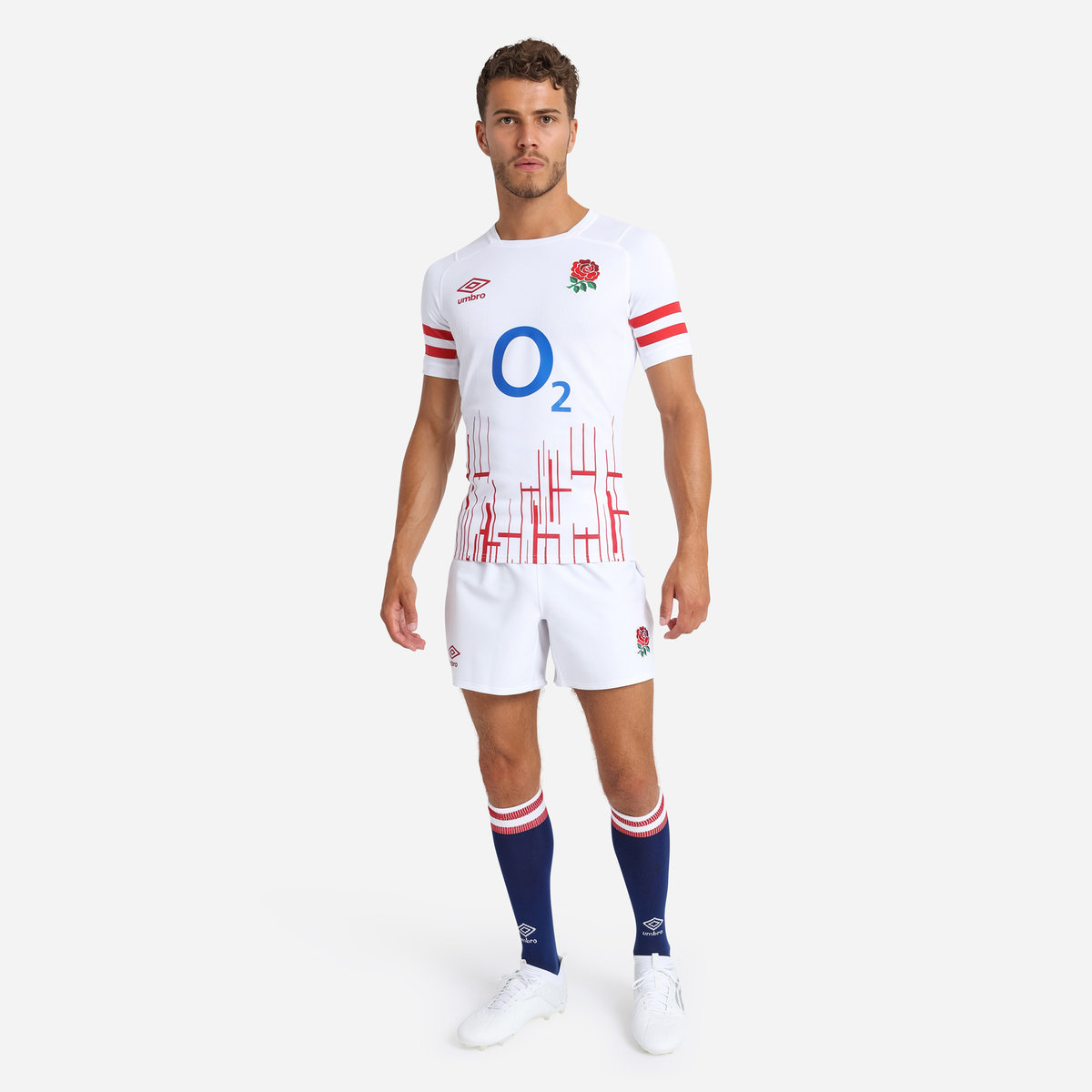 Umbro England Rugby 22/23 Home Pro Kısa Futbol Şort Beyaz Kırmızı | TR-05204