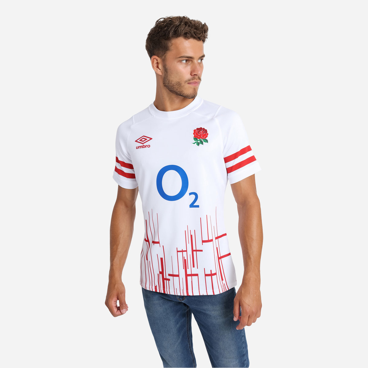 Umbro England Rugby 22/23 Home Replica Jersey Futbol Jersey Beyaz Kırmızı | TR-75296