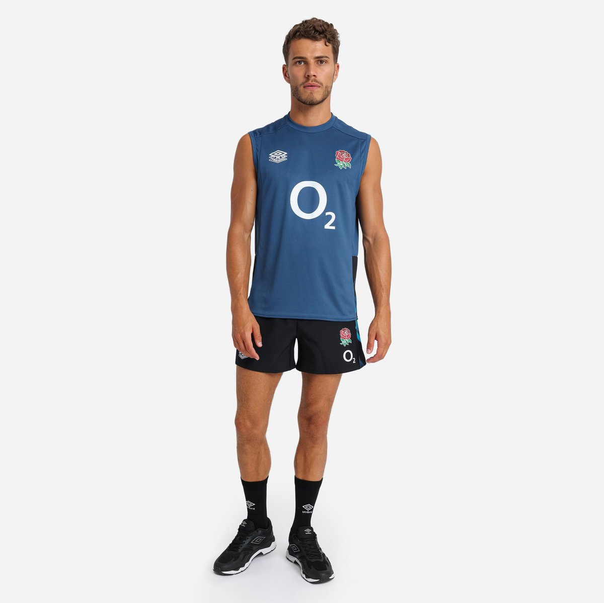 Umbro England Rugby 22/23 Kolsuz Tee Futbol Yelekler Mavi Siyah | TR-41095