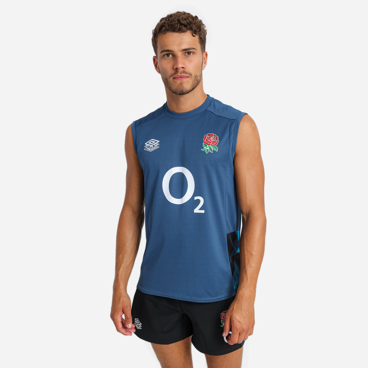 Umbro England Rugby 22/23 Kolsuz Tee Futbol Yelekler Mavi Siyah | TR-41095