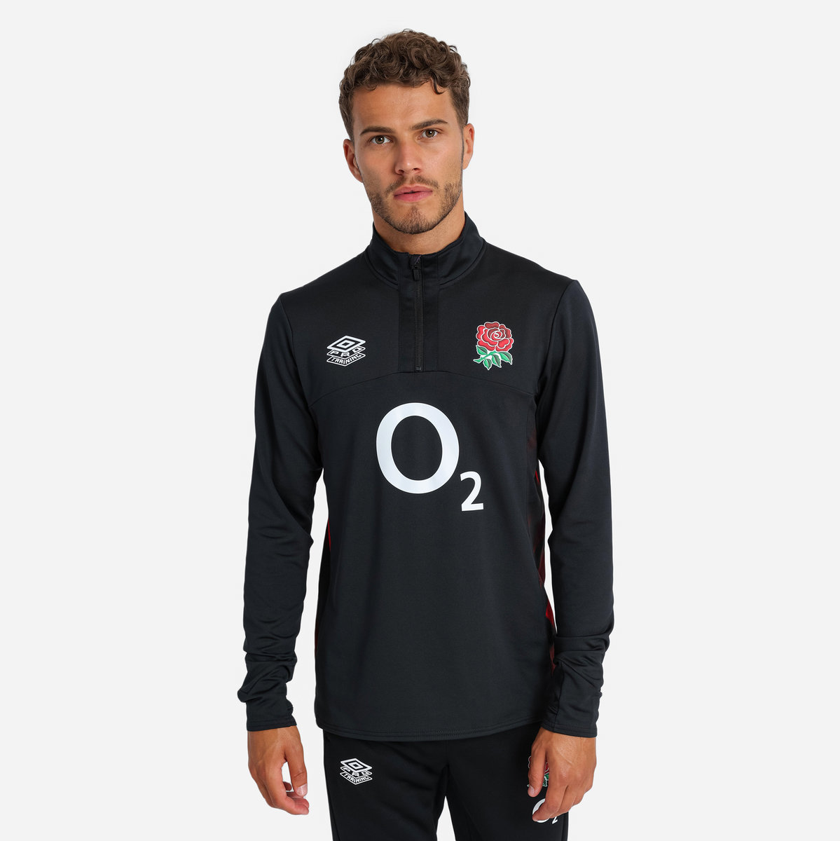 Umbro England Rugby 22/23 Mid Cut Layer Top Futbol Uzun Kollu Üstler Siyah Kırmızı Koyu Mor | TR-51997