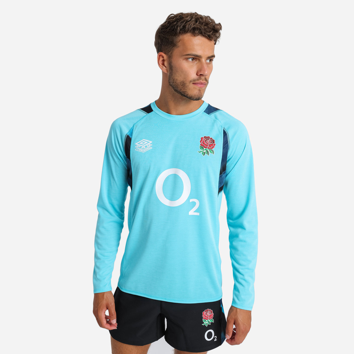 Umbro England Rugby 22/23 Relaxed Antrenman Jersey LS Futbol Jersey Mavi Siyah | TR-98546