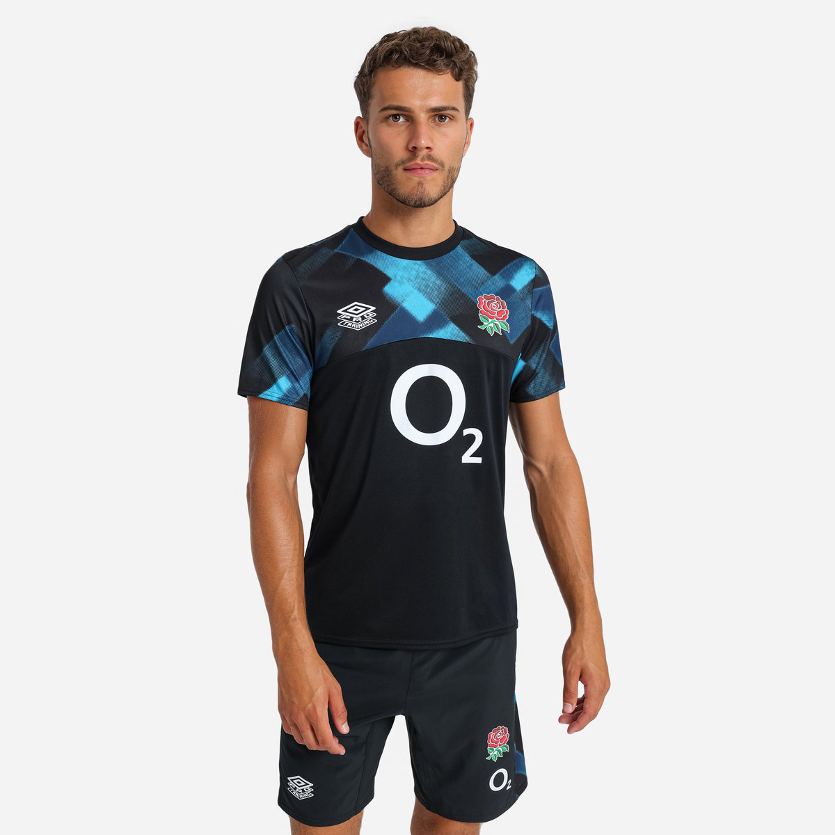 Umbro England Rugby 22/23 Warm Up Jersey Futbol Jersey Siyah Mavi | TR-07565