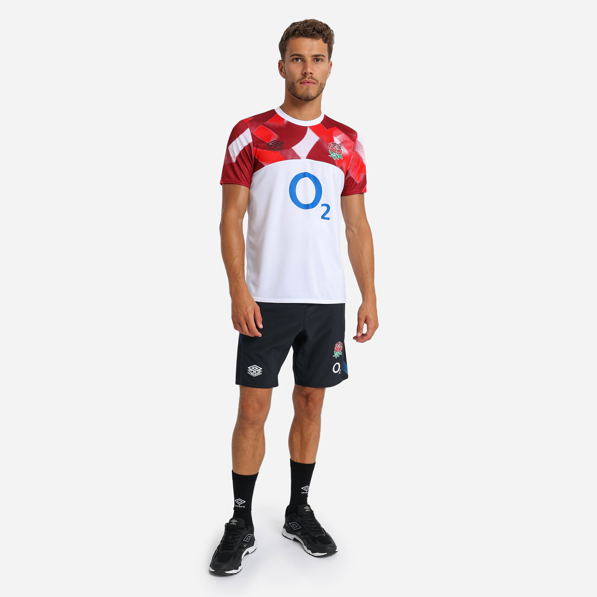 Umbro England Rugby 22/23 Warm Up Jersey Futbol Jersey Beyaz Kırmızı | TR-28729