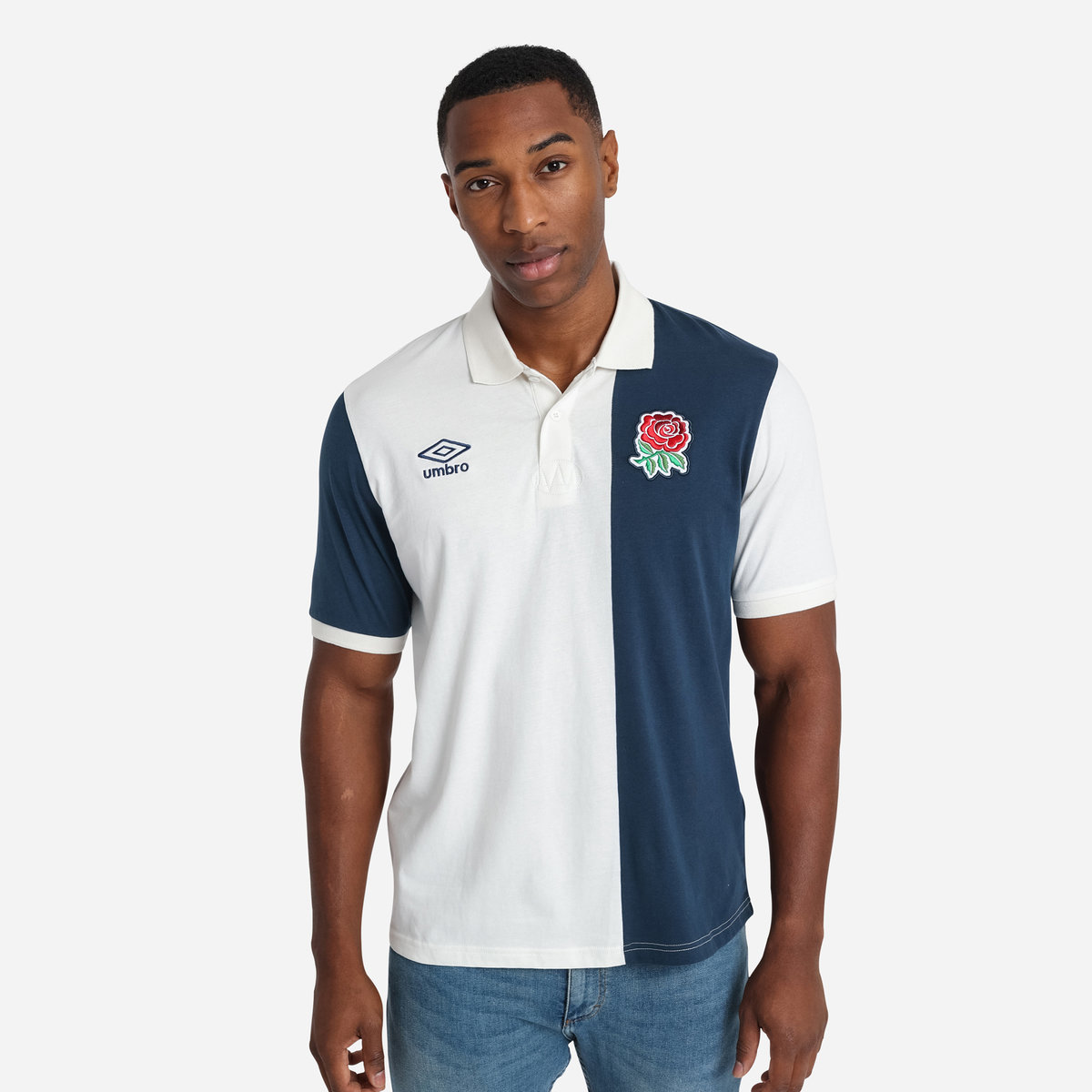 Umbro England Rugby Klasik Stripe Polo Futbol Pololar Beyaz Lacivert | TR-56584