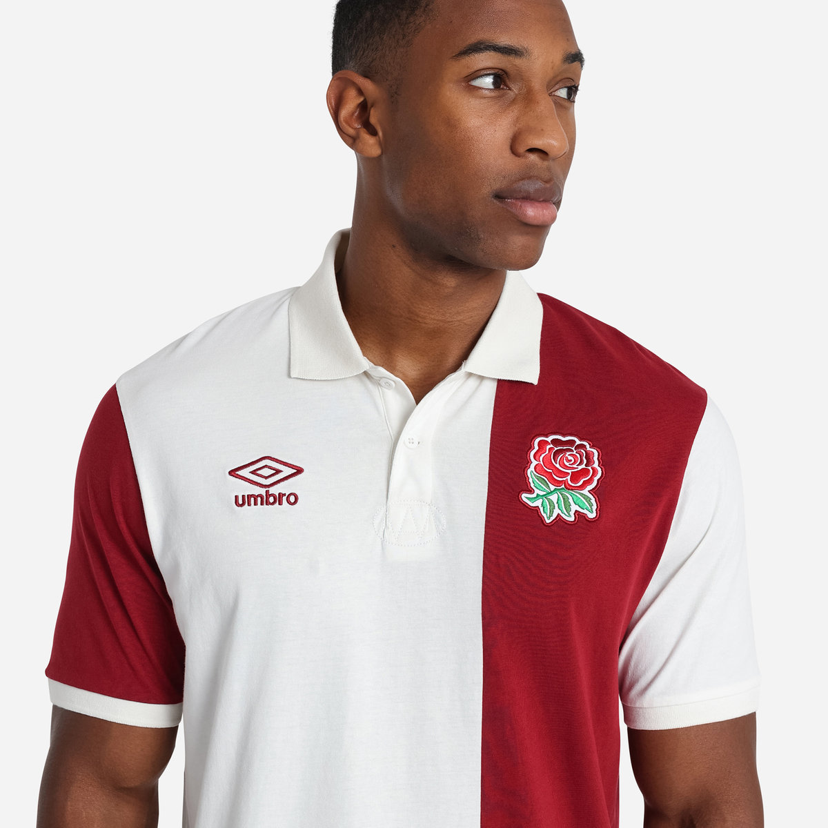 Umbro England Rugby Klasik Stripe Polo Futbol Pololar Beyaz Kırmızı | TR-80362