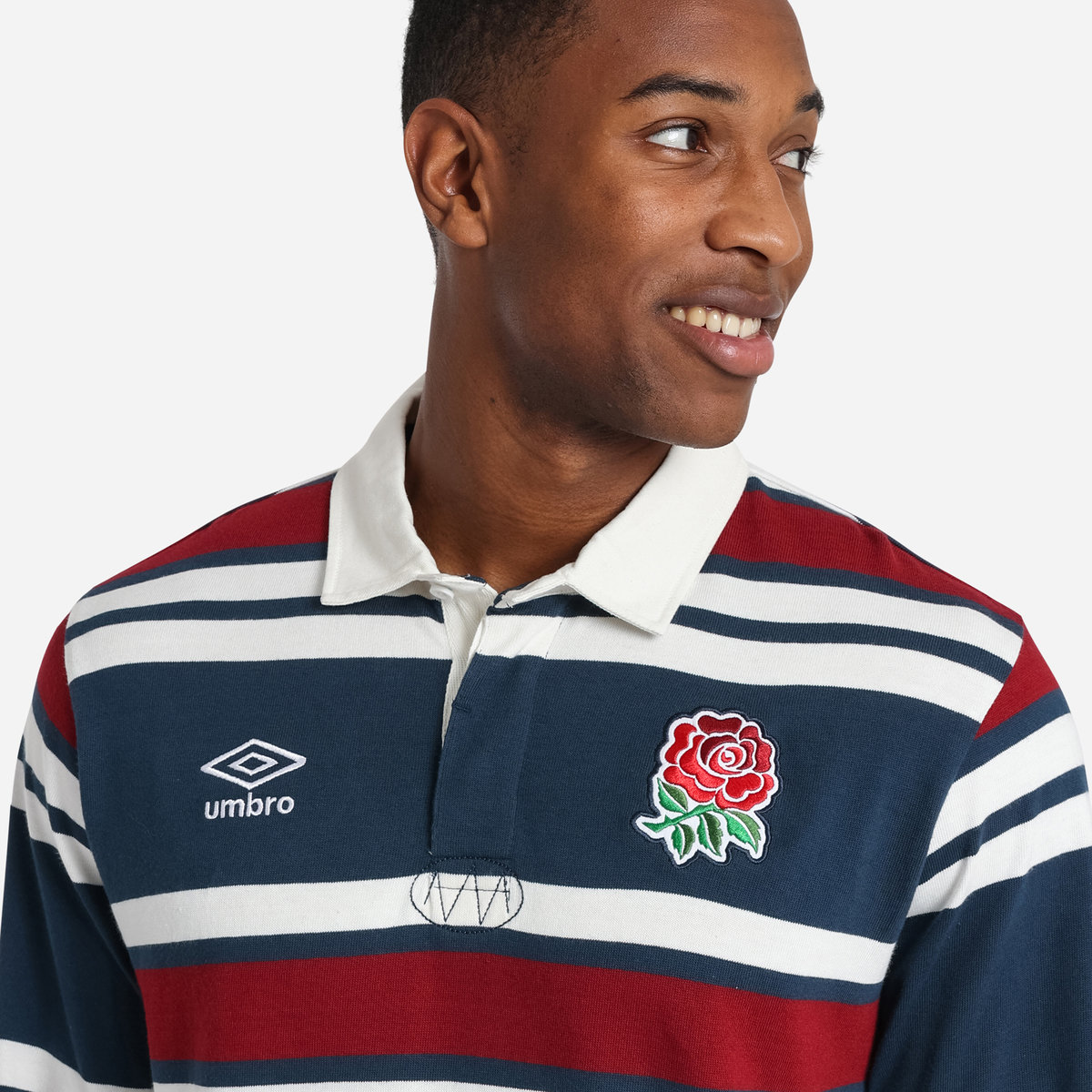 Umbro England Rugby Klasik Stripe Rugby Jersey Futbol Jersey Lacivert Beyaz Kırmızı | TR-09189