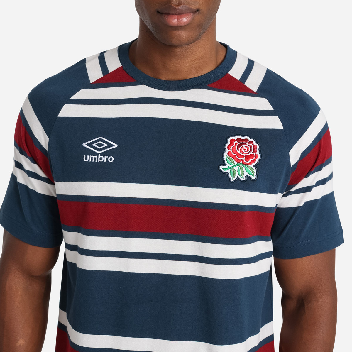 Umbro England Rugby Klasik Stripe Tee Futbol Tişört Lacivert Beyaz Kırmızı | TR-57017