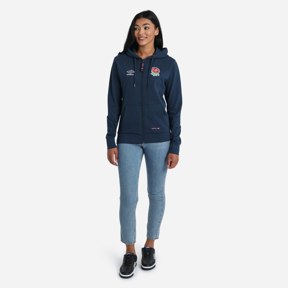 Umbro England Rugby Klasik Zip Hoodie Futbol Kapüşonlular Lacivert | TR-65607