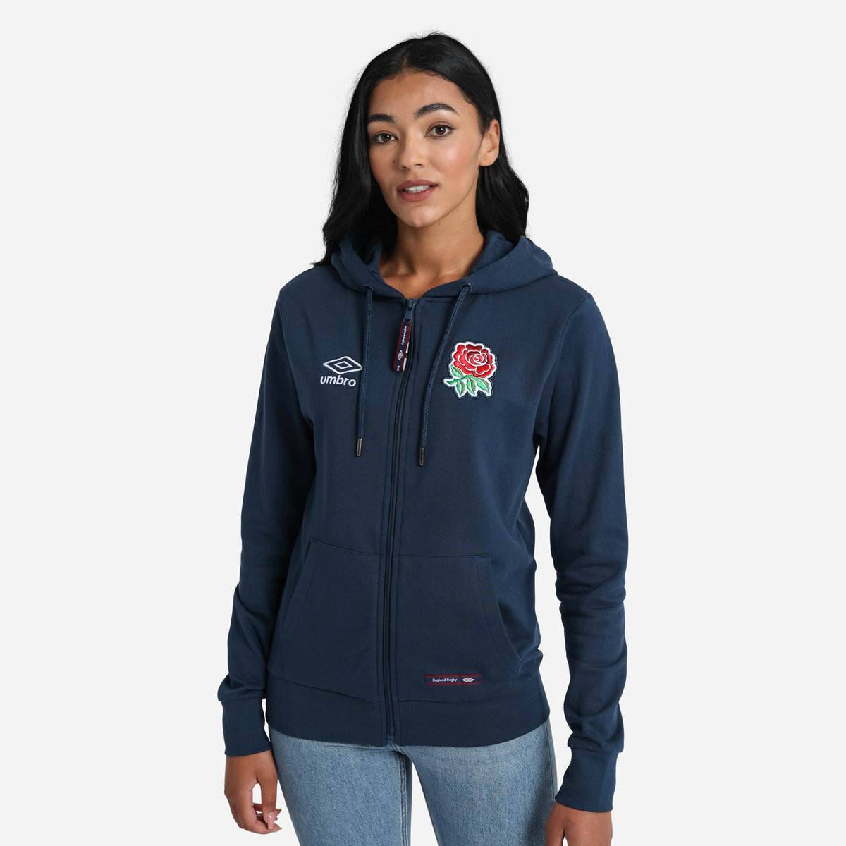 Umbro England Rugby Klasik Zip Hoodie Futbol Kapüşonlular Lacivert | TR-65607