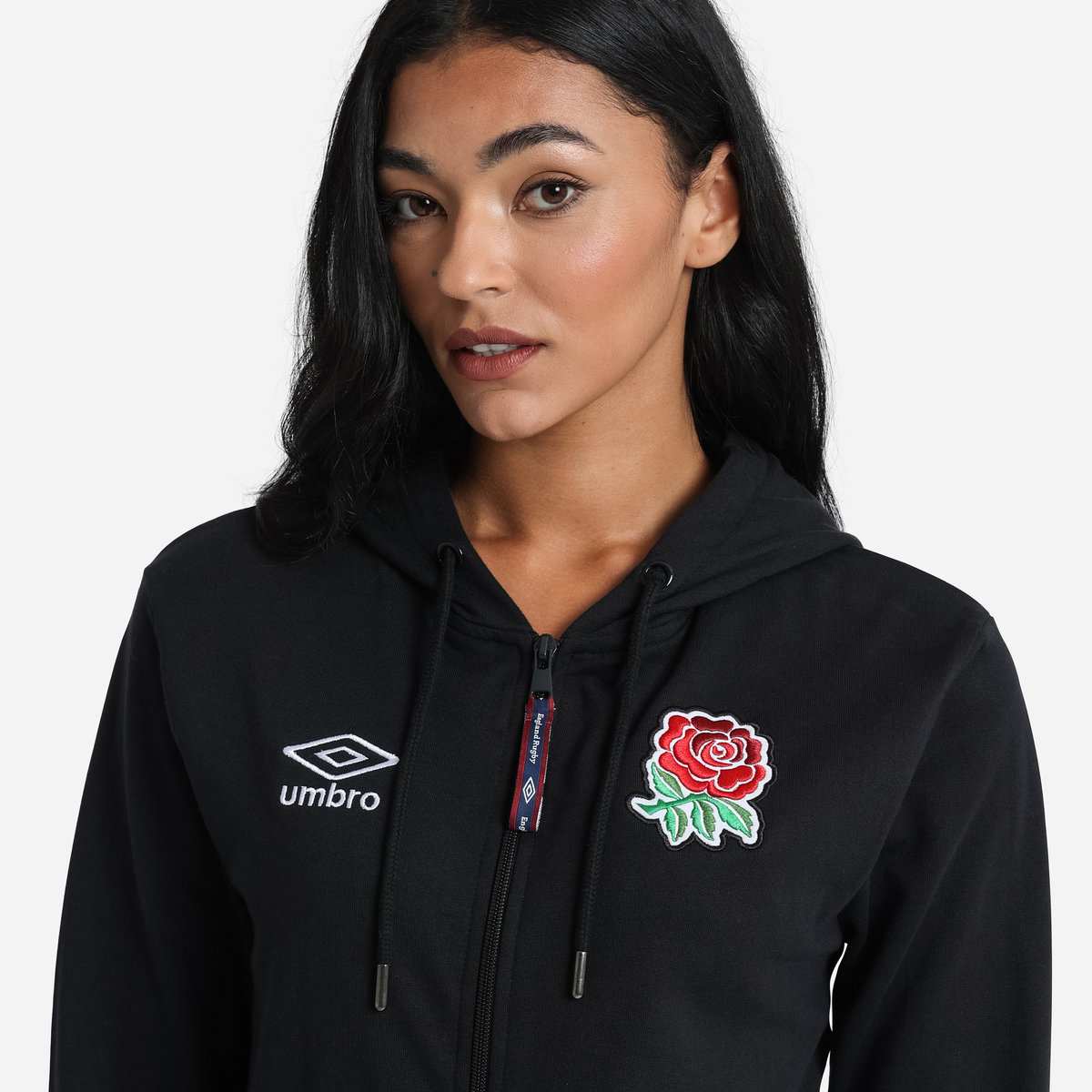 Umbro England Rugby Klasik Zip Hoodie Futbol Kapüşonlular Siyah | TR-68472