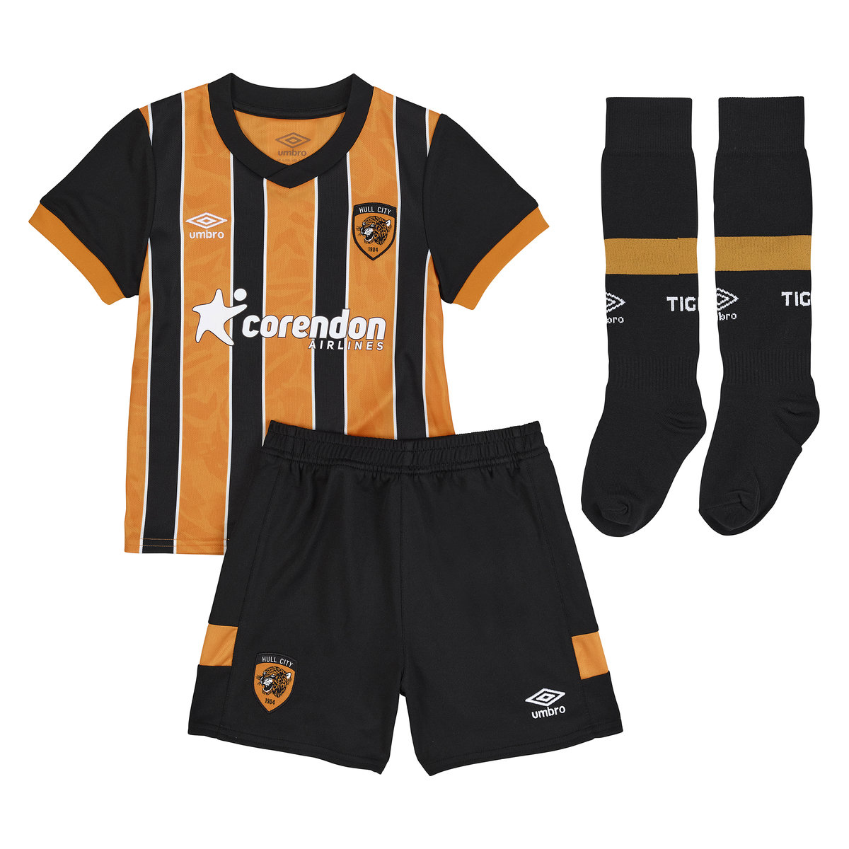 Umbro Hull City 22/23 Home Infant Kit Futbol Futbol Jersey Siyah Sarı | TR-29014