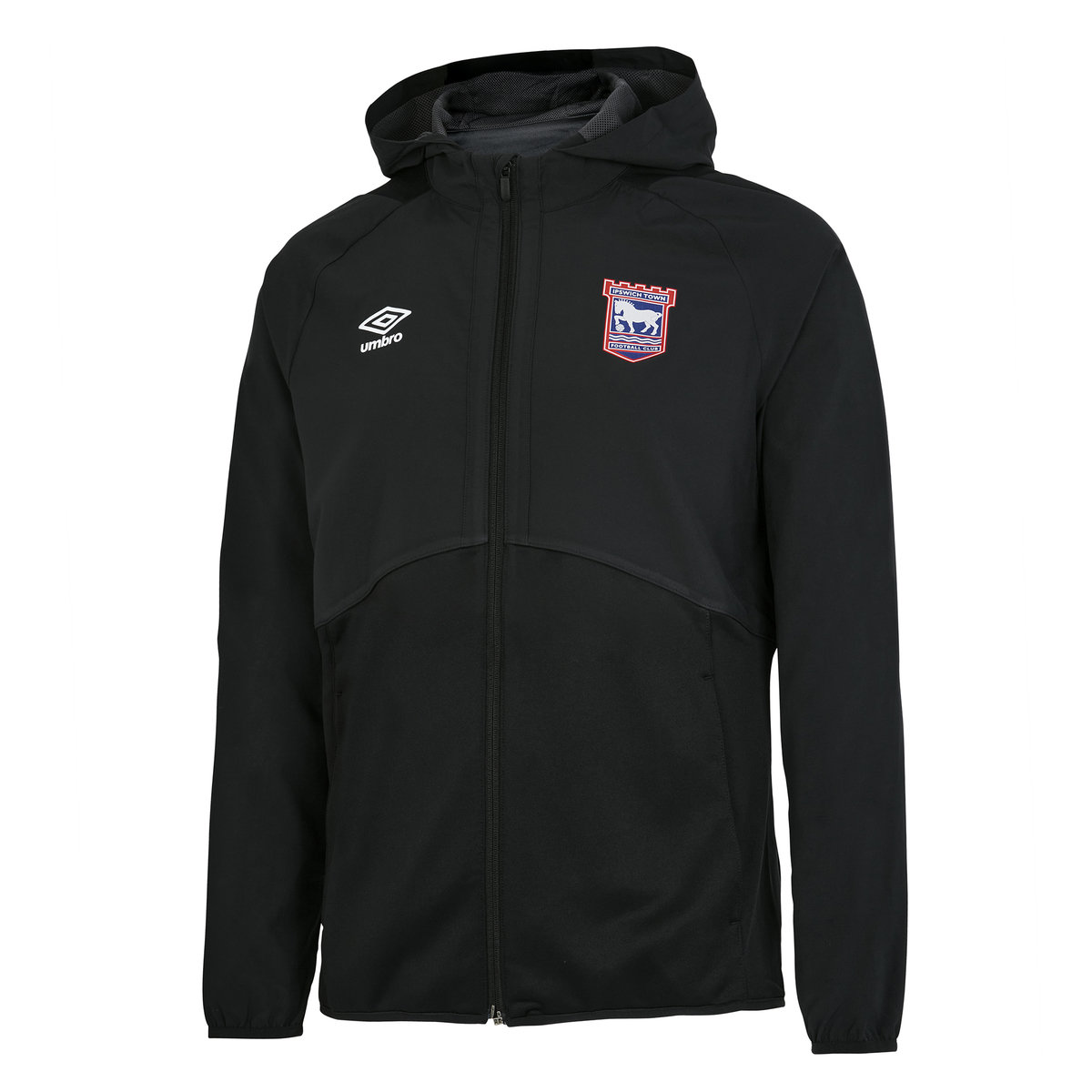 Umbro Ipswich Town 22/23 Kukuletalı Jacket Junior Futbol Ceket Siyah | TR-60821