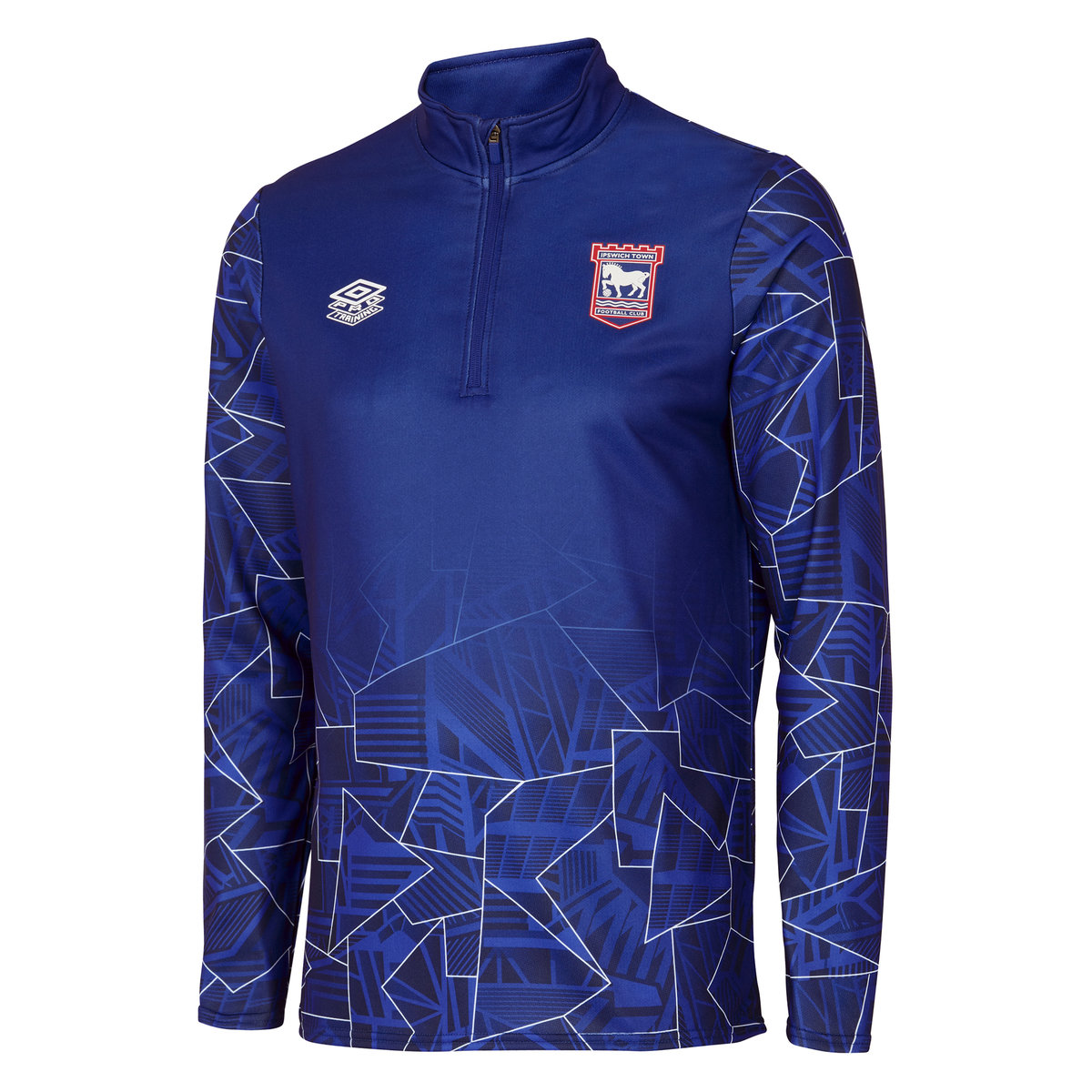 Umbro Ipswich Town 22/23 Warm Up Half Zip Top Futbol Üstler Koyu Mavi Beyaz | TR-36573