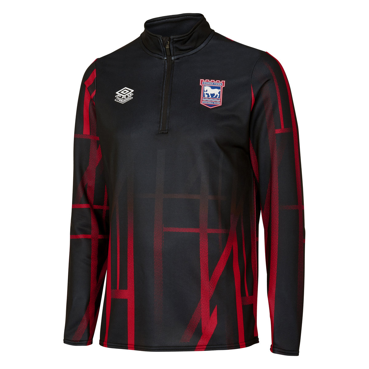 Umbro Ipswich Town 22/23 Warm Up Half Zip Top Futbol Üstler Siyah Kırmızı | TR-83686