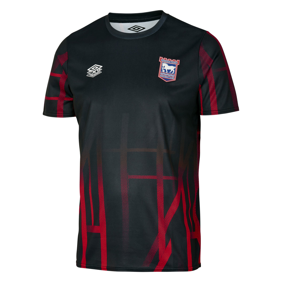 Umbro Ipswich Town 22/23 Warm Up Jersey Junior Futbol Uzun Kollu Üstler Siyah Kırmızı | TR-20037