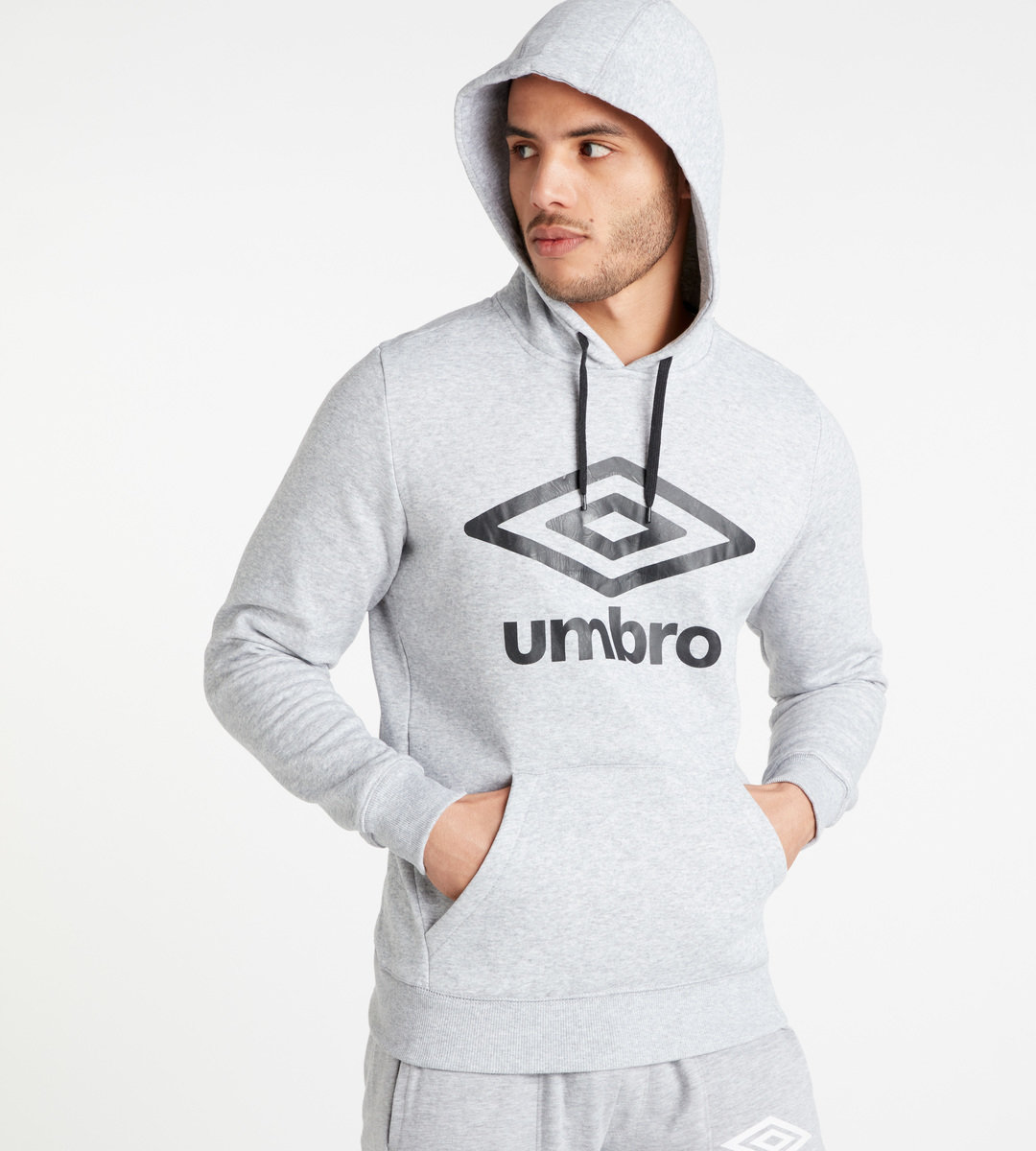 Umbro Large Logo Hoodie Erkek Kapüşonlular Gri Siyah | TR-35224